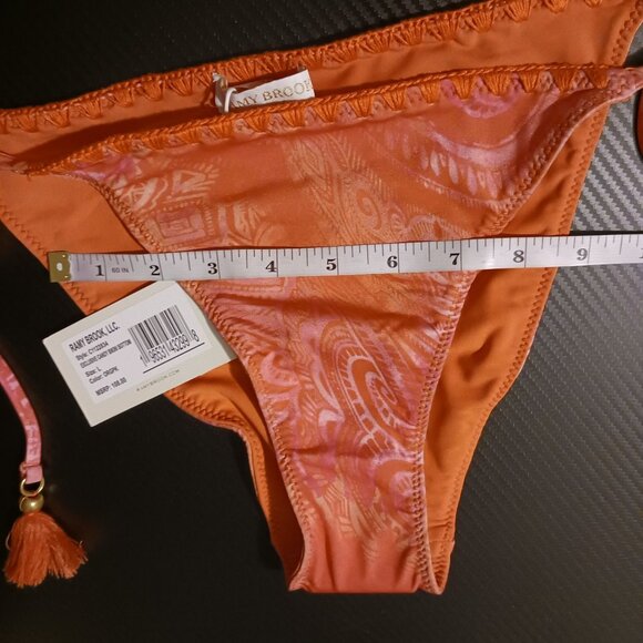 NEW Ramy Brook Womens Side Tie Swim Bottom‎ Separates Orange/Pink Size L - Picture 10 of 10